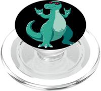 Genial gráfico de la Mascota Punk del Dinosaurio T-Rex Double Rock Signs PopSockets PopGrip para MagSafe
