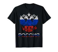 Genial Raíces rusas Rusia Águila de dos cabezas CCCP Bandera de Rusia UdSSR Camiseta Unisex S Manga Corta Negra