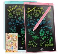 Genialba,Pizarra de escritura LCD de 12 pulgadas, bandeja de escritura LCD colorida, tableta de escritura LCD, tableta electrónica, 7 años, niños y niñas (azul y rosa)