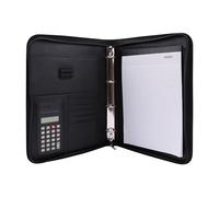Genie Carpeta de anillas A4 Exclusive 10742 con calculadora integrada, cremallera, negro