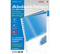 Genie 12385 25 piezas hojas de cubierta transparente, A4, claro, 150 micras adecuado para todas las máquinas de encuadernación, transparente