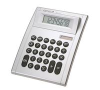 Genie 50DC - Calculadora con pantalla inclinada de 8 dígitos (panel solar y batería), color plateado