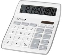 Genie 840 S - Calculadora de con pantalla inclinada de 10 dígitos (panel solar y batería), color plateado