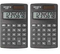 Genie Calculadora de Bolsillo de 215 dígitos P8 dígitos, Doble Potencia (Solar y batería), diseño Compacto, Color Gris (Paquete de 2)