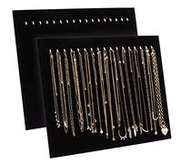Genie Crafts Bright Creations Paquete de 2 exhibidores de joyas para vender, soportes de collar de terciopelo negro con ganchos para tienda desplegable (15 x 12 x 4.5 pulgadas)