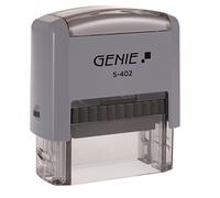 Genie S-402 - Juego de sellos autoentintados (hasta 4 líneas; personalizable; incluye accesorios; almohadilla de tinta), color negro y gris