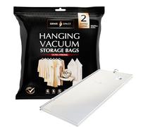 GENIE SPACE Bolsas de Vacío Colgantes para Abrigos, Trajes y Vestidos - Herméticas, Reutilizables y Sin Olor - Cierre Doble - Tamaño Extra Largo 145×70 cm - Paquete de 2