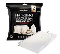 GENIE SPACE Bolsas de Vacío Colgantes para Abrigos, Trajes y Vestidos - Herméticas, Reutilizables y Sin Olor - Cierre Doble - Tamaño Estándar 105×70 cm - Paquete de 2