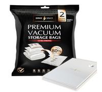 GENIE SPACE Bolsas de Vacío Premium para Ropa, Ropa de Cama y Viaje - Herméticas, Reutilizables y Sin Olor - Sello Doble - Tamaño XL 100x80 cm - Paquete de 2