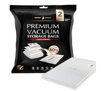 GENIE SPACE Bolsas de Vacío Premium para Ropa, Ropa de Cama y Viaje - Herméticas, Reutilizables y Sin Olor - Sello Doble - Tamaño Máxi 110x90 cm - Paquete de 2