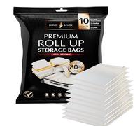 GENIE SPACE Bolsas Enrollables para Ropa y Viaje - Herméticas, Reutilizables y Sin Necesidad de Bomba - Compresión Impermeable - Paquete Surtido 10 (4 Grandes, 3 Medianas, 3 Pequeñas)