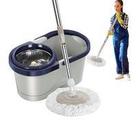 Genikeer Fregona Giratoria 360º - Juego De Trapeador Giratorio | Juego De Fregona Y Cubo con Escurridor | Cubos De Fregona Sin Esfuerzo | Fregona Autoescurrible con Cubo para Limpiar Pisos