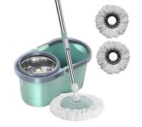 Genikeer Fregona Giratoria 360º - Juego De Trapeador Giratorio | Juego De Fregona Y Cubo con Escurridor | Cubos De Fregona Sin Esfuerzo | Fregona Autoescurrible con Cubo para Limpiar Pisos
