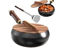 Genikeer Ollas Antiadherentes,Sartén De Hierro Fundido | Sartén De Fondo Plano Con Tapa Y Espátula, Utensilios De Cocina Para Todo Tipo De Fogones, Placas Eléctricas, Barbacoa Y Acampada