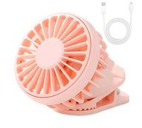 Genikeer Ventiladores de Sujeción - Ventilador Para Carrito Con Pinza,Ventilador Personal Pequeño Recargable con 3 Velocidades para Coche Camping Viajes Cuna Cocina Correa para Mascotas