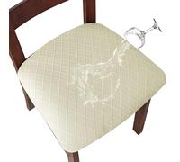 Genina Fundas de Asiento Impermeables para sillas de Comedor, Fundas de sillas de Comedor y Cocina (Beige, 6 Piezas)