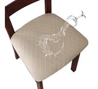 Genina Fundas de Asiento Impermeables para sillas de Comedor, Fundas de sillas de Comedor y Cocina (Caqui, 6 Piezas)