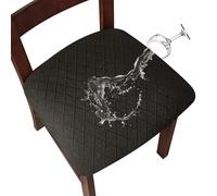 Genina Fundas de Asiento Impermeables para sillas de Comedor, Fundas de sillas de Comedor y Cocina (Negro, 6 Piezas)
