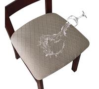 Genina Fundas de Asiento Impermeables para sillas de Comedor, Fundas para sillas de Comedor, Fundas de sillas de Cocina (Gris Pardo, 4 Piezas)