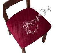 Genina Fundas de Asiento Impermeables para sillas de Comedor, Fundas para sillas de Comedor, Fundas de sillas de Cocina (Rojo Vino, 6 Piezas)