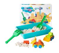 GENIO KIDS Juego de Arena Mágica Construcción con Arenero, Camión, Excavadora y Herramientas - Kit de Arena Sensorial no Tóxica 1 kg con Accesorios, Regalo Creativo para Niños y Niñas 3 4 5 6 7 8 Años
