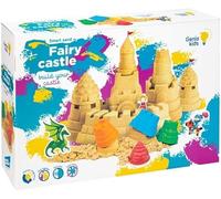 Genio Kids Juego de Arena Mágica Natural para Niños - 1 kg de Arena Moldeable con Arenero y 4 Moldes de Castillo, Juguete Educativo y Sensorial, Magic Sand Regalo Ideal para Niños de 3 a 9 Años