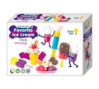 Genio Kids Juego de Plastilina Secado Al Aire Helados Plastilina No Tóxica 6 Colores, Kit de Masa Suave Heladeria - Masa Blanda para Niños 3 4 5 6 7 8 Años Soft Dough