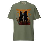 Geniogoods Camiseta inspirada en Assassin's Creed Shadows, obra de arte de Samurai of Shadows con diseño de puerta Torii, guerrero japonés y estética Shinobi para jugadores, verde (Military Green), M
