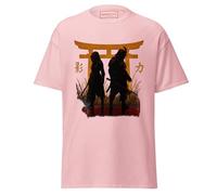Geniogoods Camiseta inspirada en Assassin's Creed Shadows, obra de arte de Samurai of Shadows con diseño de puerta Torii, guerrero japonés y estética Shinobi para jugadores, rosa claro, S