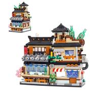 Geniteen Set de Bloques de Construcción de Tienda Izakaya Japonesa, 1076 Piezas Modelo Creativo de Vista Callejera Moc Casa de Cerveza para Adultos (Tienda de Izakaya)