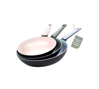 Genius Cerafit Trend Pastell Edition - Juego de sartenes (3 piezas, 20 cm, 24 cm, 28 cm, aptas para inducción, revestidas para asar, para carne, verduras, crepes y crepes)