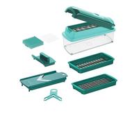 Genius Cortador de verduras Nicer Dicer Smart Vegetal manual 9 piezas, mandolina cocina rallador cortador de cebolla, cortador de ondas, multizer para frutas y verduras ayuda de cocina
