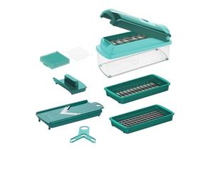 Genius Cortador de verduras Nicer Dicer Smart Vegetal manual 9 piezas, mandolina cocina rallador cortador de cebolla, cortador de ondas, multizer para frutas y verduras ayuda de cocina