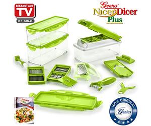 Genius - Cortador de Verduras y Frutas, de plástico, plástico, Verde Kiwi, 26.5 x 9 x 13 cm