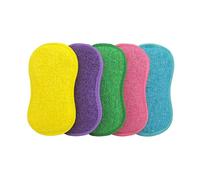 Genius Esponjas de microfibra 2 en 1, reutilizables, lado suave para eliminar manchas, pulir, secar platos, lado grueso para eliminar la suciedad persistente, multicolor
