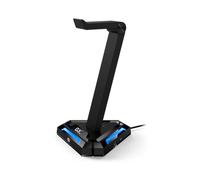 Genius GX GX-UH100 - Soporte para auriculares para videojuegos (4 puertos USB, 2 puertos USB-A, 2 USB-C), 8 modos de iluminación RGB dinámicos, soporte integrado para smartphone y bandeja de