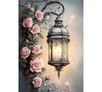 Genius maker Kits de arte de diamantes para adultos principiantes - Kit de pintura de diamantes de linterna de flores DIY 5D con diamantes de perforación completa pinturas con gemas y manualidades