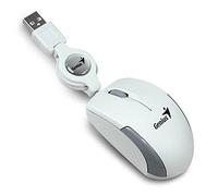 Genius Micro Traveler - Ratón óptico (USB, Cable Extensible), Blanco