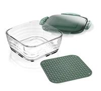 Genius Nicer Dicer Chef A27054 - Cuenco de Cristal Grande con Tapa y Alfombrilla de Silicona, Apto para Horno, Horno y congelador, Cristal, 2800 ml