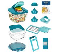 Genius Nicer Dicer Chef Professional - Cortador de verduras (18 piezas, recipiente de 5,2 L, tapa extra, cortador en espiral, cortador de patatas fritas, utensilios de cocina con receta)