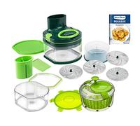 Genius Nicer Dicer Pegasus - Picadora de verduras (20 piezas, tapa manual, bajo esfuerzo, cortador de verduras para un trabajo rápido y seguro + centrifugador de ensalada), color verde