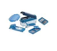 Genius Nicer Dicer Smart - Cortador de verduras (10 piezas, rallador de verduras, multipicadora para rallar dados, cortador de ensalada, cortador de frutas, recipiente de 800 ml, con tapa), color azul