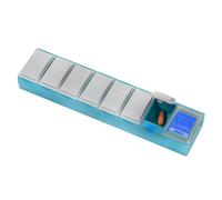 GeniusPIllbox Easy Reminder - Pastillero organizador, sensores inteligentes con alarma suave solo si te pierdes la dosis o abres el día equivocado, color azul