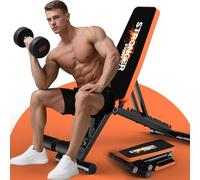 GENIXFIT Banco de pesas ajustable, plegable y portátil, con respaldo y asiento ajustables, banco inclinado para press de banca en casa, soporta hasta 400 kg