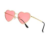genkigold Gafas de sol polarizadas en forma de corazón para mujer: estilo moderno y encantador con marco de metal y lente de protección UV400, adecuadas para conciertos y fiestas, Pink