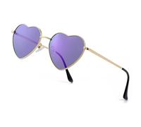 genkigold Gafas de sol polarizadas en forma de corazón para mujer: estilo moderno y encantador con marco de metal y lente de protección UV400, adecuadas para conciertos y fiestas, Purple