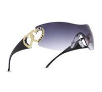 genkigold Gafas de sol Y2K para Mujeres y Hombres: Gafas de Sol de Moda sin Montura de Gran Tamaño con Corazón, Protección Envolvente, Regalo Futurista de Moda, Punk Negro
