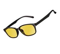 genkigold Gafas para Bloquear Luz Azul de Computadora,TV,Juegos,Mujeres y Hombres,Alivian Fatiga Ocular Digital,Visión Borrosa,Incluye Estuche,Regalo Saludable - Negro Brillante-Lentes Amarillo