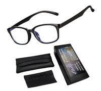 Genkigold Gafas para Bloquear Luz Azul de Computadora,TV,Juegos,Mujeres y Hombres,Alivian Fatiga Ocular Digital,Ojos Secos,Visión Borrosa,Incluye Estuche,Regalo Saludable -Negro Brillante-Lentes Claro