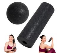 Genkigold Mini Rodillo de Espuma de Masaje de Alta Densidad - Material 100% Reciclado No Tóxico - Objetivo de Dolor en Arco del Pie, Piernas y Brazos - Impermeable y Duradero 15x6cm(Rodillo + Bola)